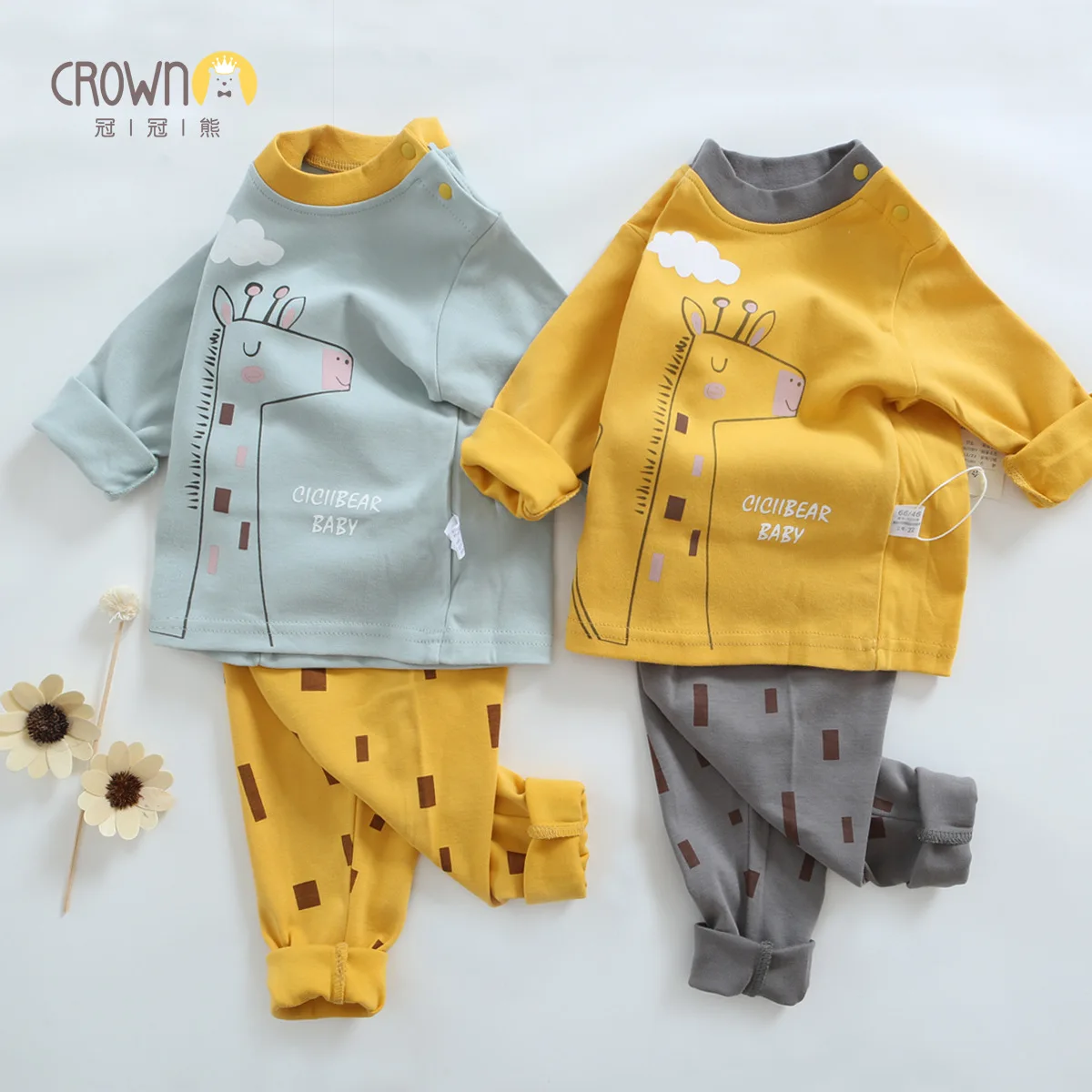 

Children's underwear Baby Spring and Autumn Pure cotton Long sleeves Round collar Two piece suit 2019 new models wholesalele