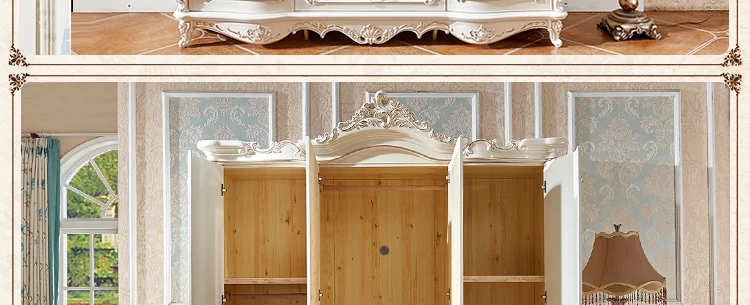 Американский кантри стиль деревянный шкаф спальня мебель Четыре двери большой шкаф для хранения