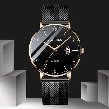 

Luminous Quartz Watch Men Women Business Simple Mesh Belt Wrist Watches Fashion Female Male Sliver Black Casual Trend Bracelet