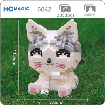 HC улыбка мультфильм кошка котенок милый белый животное 3D модель DIY Мини Алмаз строительные небольшие блоки кирпичи сборки Игрушка без коробки - Цвет: 6042
