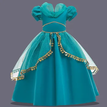 

Aladdin Jasmine Princess Dresses Children Girl Mesh Dress Kids Birthday Party Cosplay Costume For 4 6 8 10 Years Girl Clothing