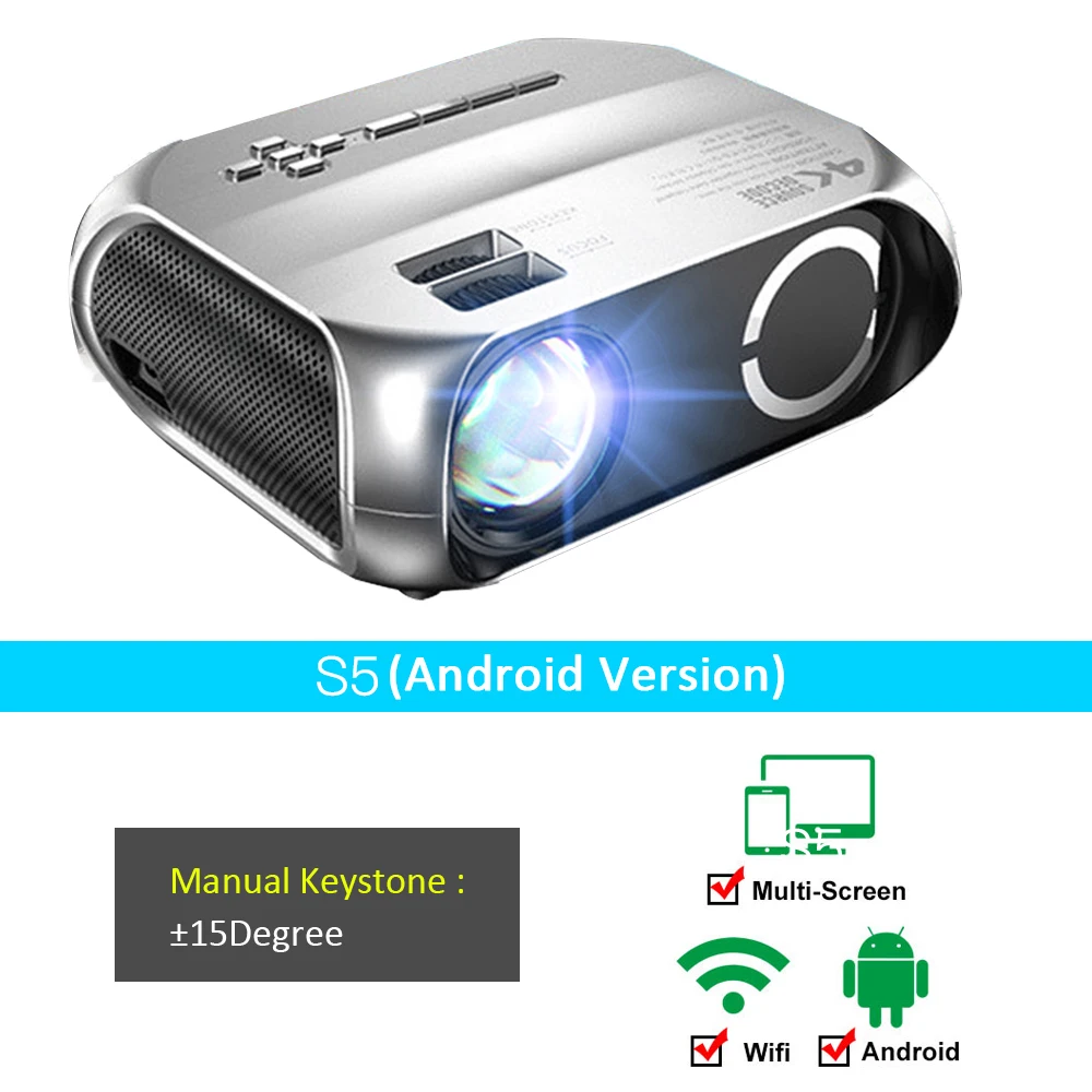 VCHIP S5 4K Projector Mini Projector Portable proyector For Home Theater проектор для дома LED Supports 1080P HDMI Media Player led projector Projectors