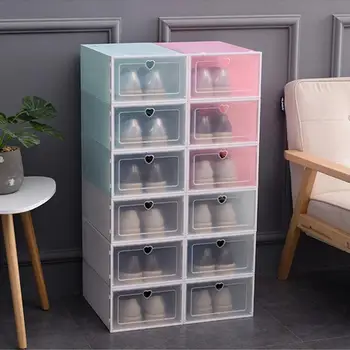 

Transparent shoe box storage shoe boxes thickened dustproof shoes organizer box can be superimposed combination shoe cabinet