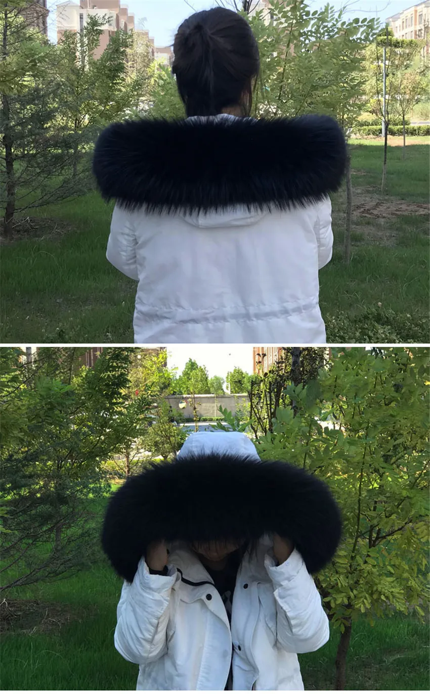 Зимние парки с воротником из натурального меха, Роскошные пальто, натуральный теплый шарф с воротником из енота, женские Большие меховые шарфы