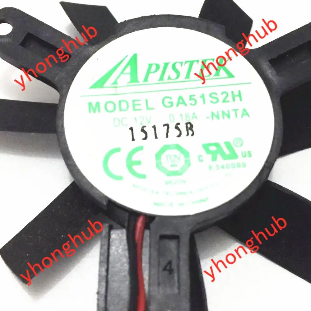 APISTEK GA51S2H NNTA DC 12V 0.18A Dia. 45 мм 2 провод Графика вентилятор|Кулеры/вентиляторы/системы
