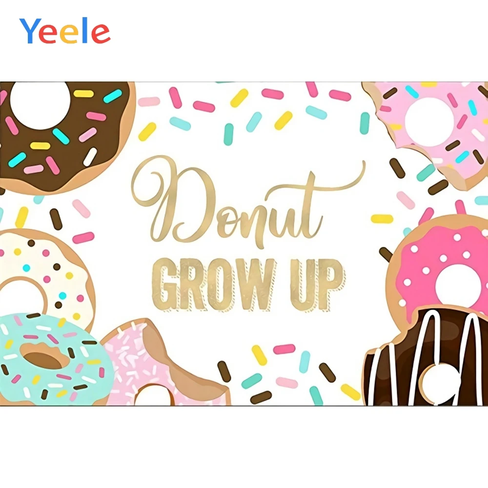 

Yeele Donut Grow Up Backdrop Sweet Birthday Party Sprinkles Custom Photo Background for Children Birthday Decorations Supplies
