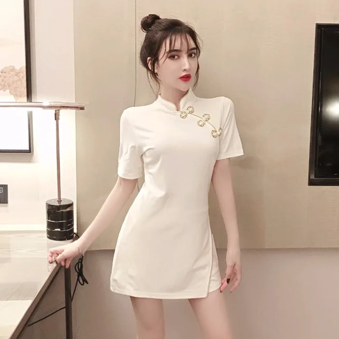 Китайское платье cheongsam винтажное элегантное платье qipao вечернее платье женское с коротким рукавом сексуальное платье Ципао с разрезом костюм набор