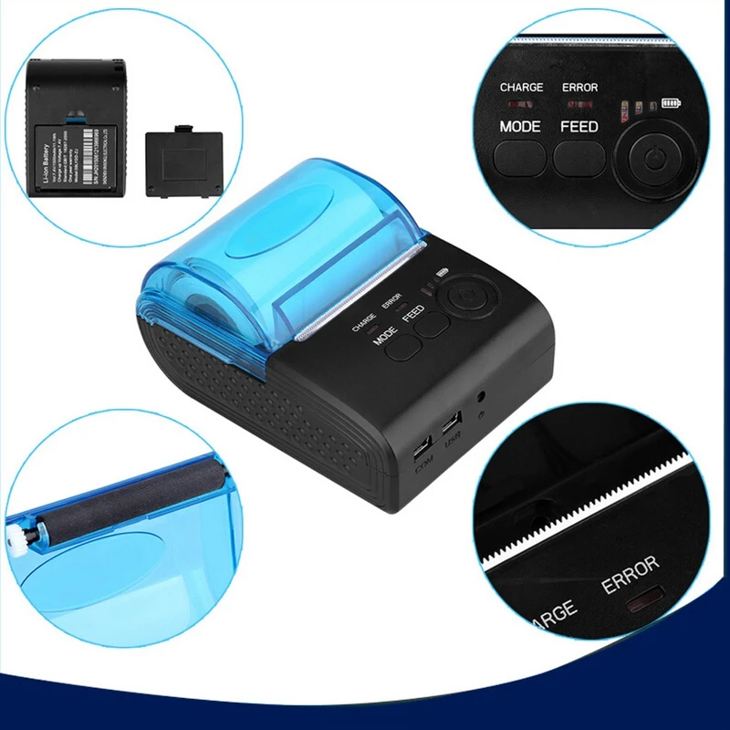 58 мм Bluetooth Термальный чековый принтер порт чековый принтер pos-принтер портативный Bluetooth принтер билетный принтер Android IOS EU