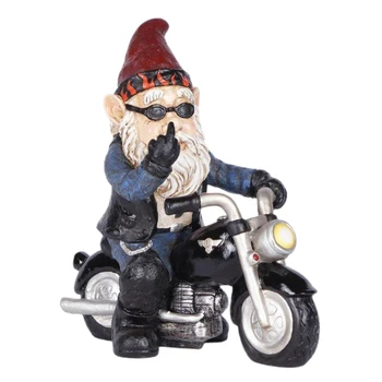 

Riding Gnomes Christmas Figures Ornament Lawn Garden Miniature Figurines Decor R9JC