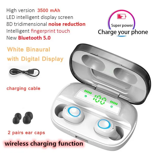 Binaural white S11 3500 мАч Внешний аккумулятор наушники Bluetooth Беспроводные спортивные наушники TWS игровая гарнитура с микрофоном для IPhone Xiaomi - Цвет: Binaural white