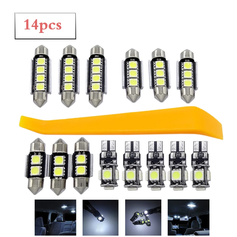 

14 Pcs Fit For VW Volkswagen Car Decorative Light Car Interior LED Light Bulb Kit Front Dome Compartment Lights Courtesy Lamp