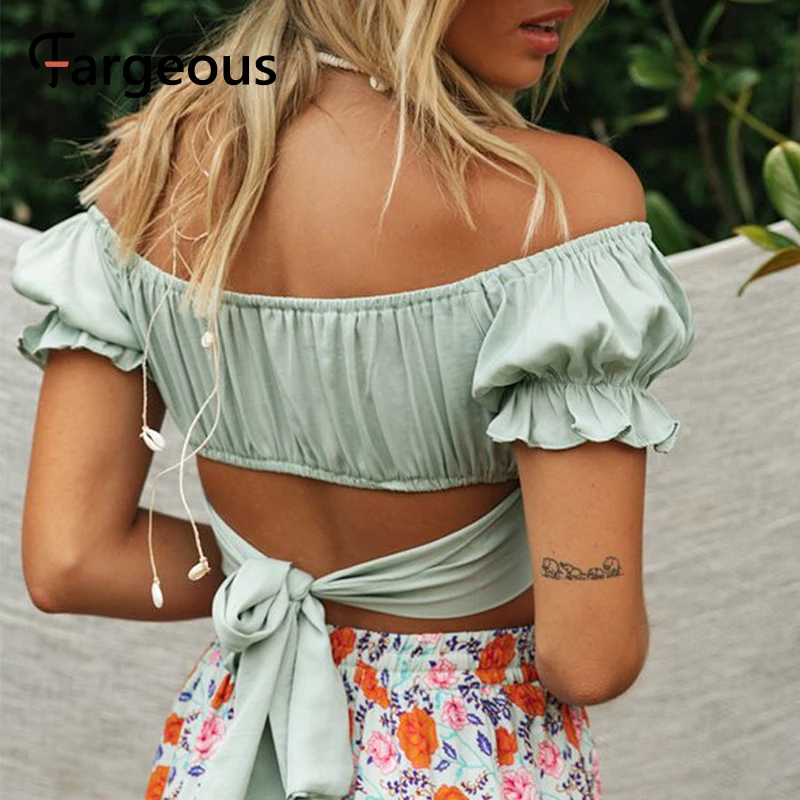 Женский короткий топ с открытой спиной Fargeous однотонная повседневная короткая