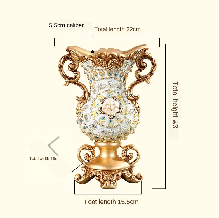 Luxury European Resin Vase Stereoscopic Dried Fowers Arrangement Wobble Plate Living Room Entrance Ornaments Home Decorations