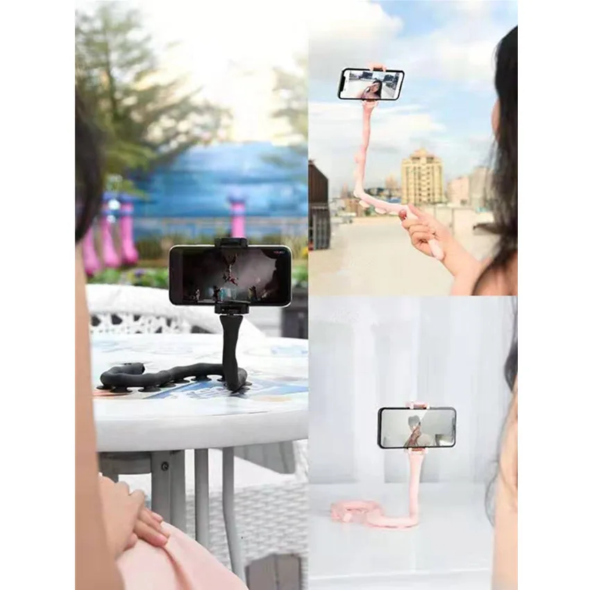  Lazy Mobile Phone Holder Stand 360° Bendable Flexible Suction Cup Phone Mount Clamp Worm Phone Brac