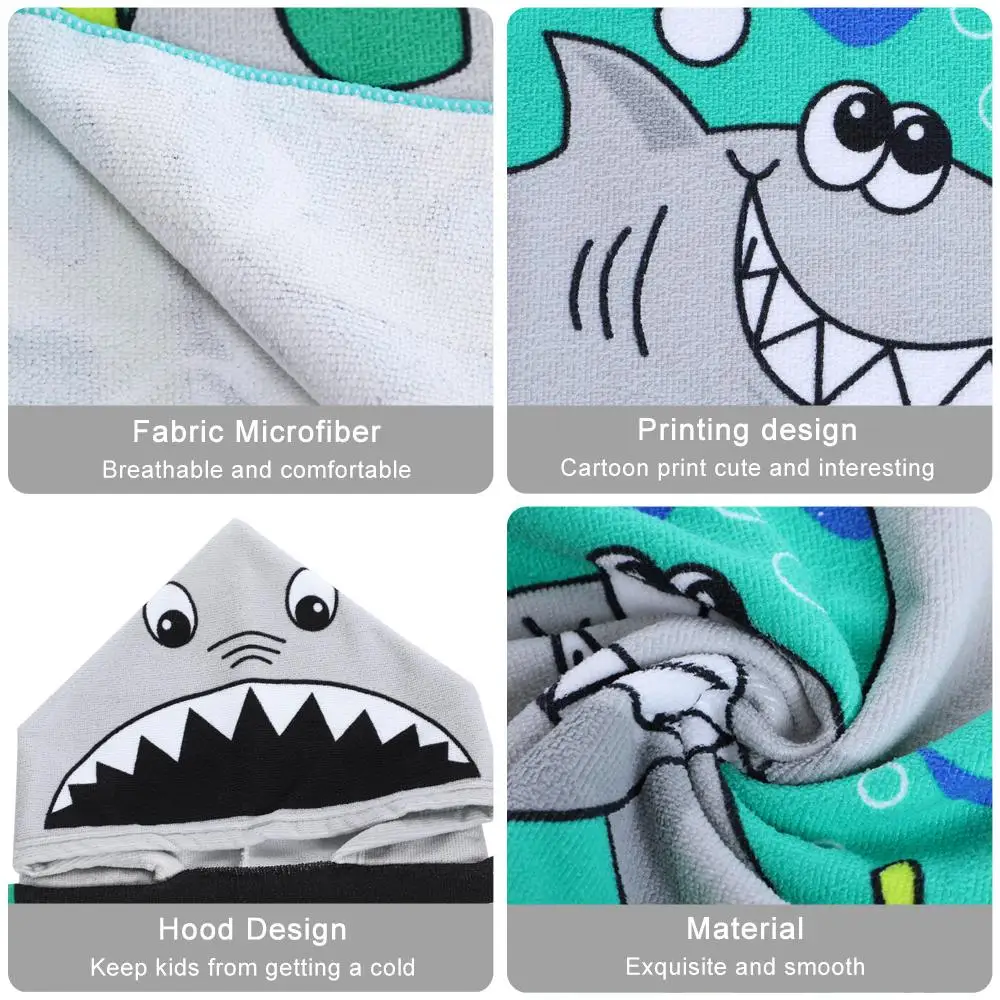 Детское банное полотенце-пончо с капюшоном, детский банный халат, полотенца банные халаты, быстросохнущее Впитывающее микроволокно, пляжное полотенце для путешествий