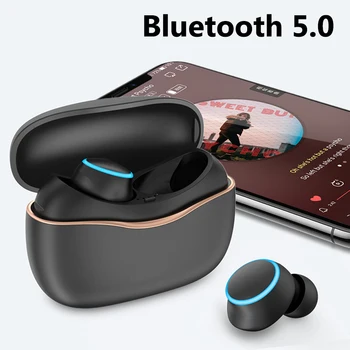 

True wireless earplug TWS stereo bluetooth 5.0 earphone with stepless speed change noise in-ear earpiece with microphone headset