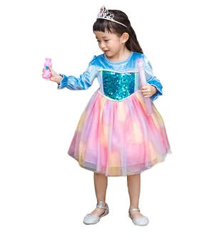 

Christmas Dress for Girls Princess Party Frocks Carnival New Year Costume Kids Velvet Lace Rainbow Dresses For Evening Birthday
