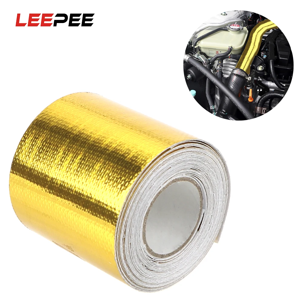 LEEPEE 5cm*5m Insulation Self adhesive Tape High Temperature Resistance Gold Car Accessories