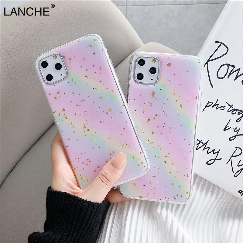 LANCHE Золотой фольгированный Радужный мягкий чехол для телефона huawei P30 Lite P20 mate 20 Pro