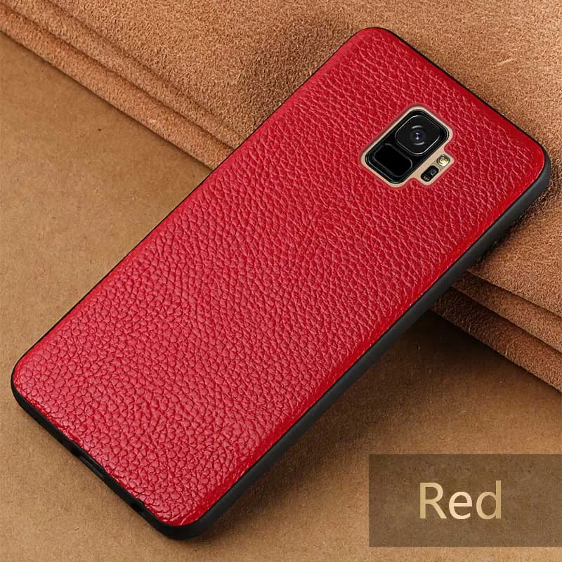 Красный Натуральная кожа чехол для телефона для samsung Galaxy S8 S9 s10 Plus чехол Litchi накладка с текстурой под кожу питона для S7 край A50 A70 A7 A8 чехол - Цвет: Красный