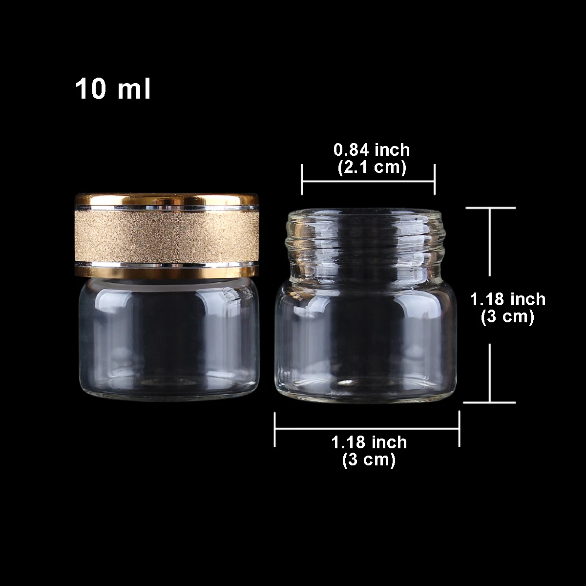24 pieces 10ml 30*30mm Glass Bottles with Golden Frosted Caps Transparent Glass Perfume Bottle Spice Bottles Spice Jars 2