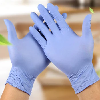 

100pcs White Blue Work Disposable Glove High Quality Latex Nitrile Gloves For Dishwashing Scrubbing Cleaning Rubber Gloves