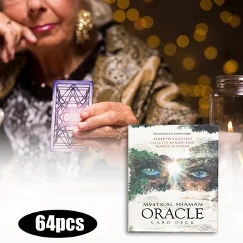 

Divination 64pcs/set Mystical Shaman Oracle Cards English Tarot Cards Deck Board Game Cards Board Games For Women Party Family
