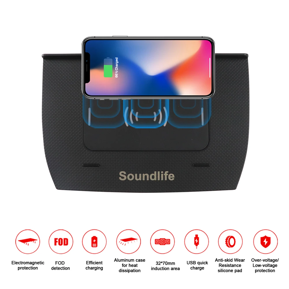 

Qi Car Wireless Charger For iPhone Xs Max Xr X Samsung S10 S9 For Honda Civic 2016 Car Phone Holder Storage Box