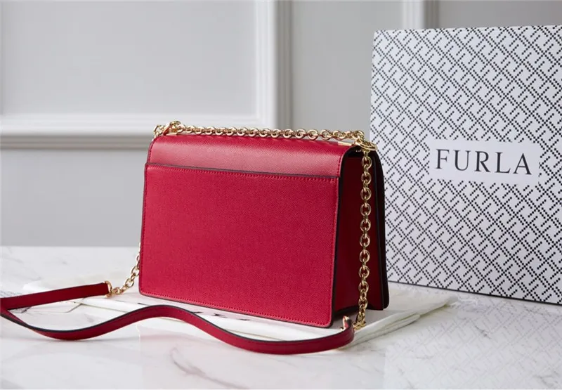 Оригинальные женские сумки FURLA, высококачественные женские кожаные сумки Furla, цвет красного вина, размер L 24 см x 8 см x 16 см