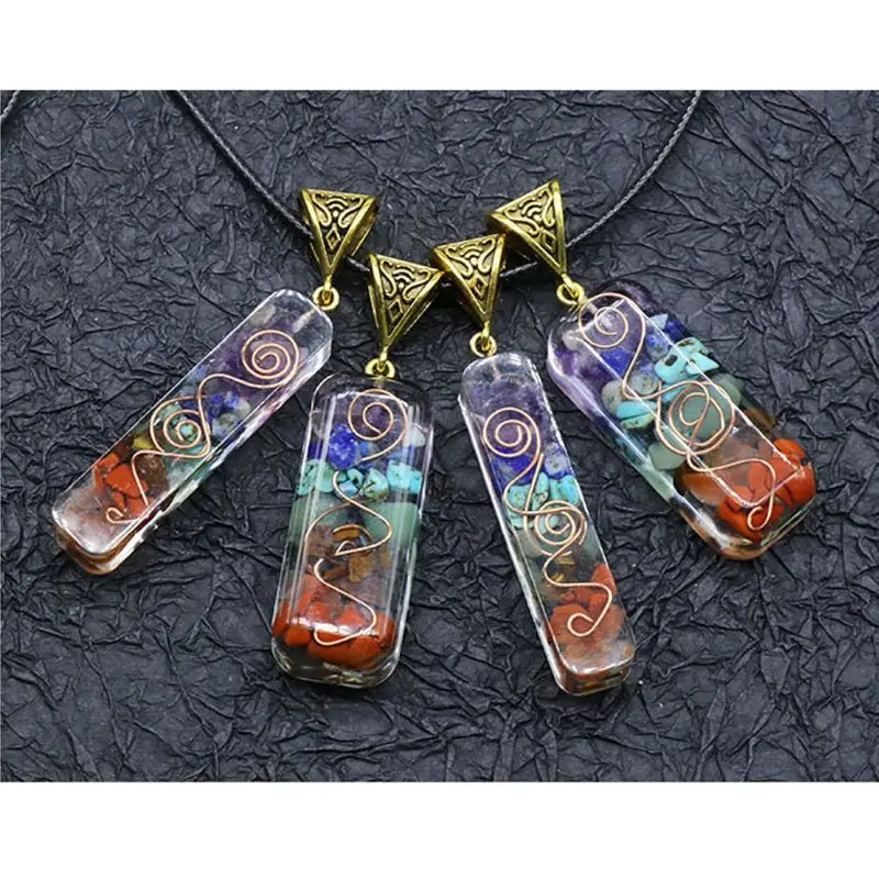 Merkaba 7 Chakras Crystal Stones Orgone Pendant Generator Energy Accumulator Orgonite Hex Chakra Necklace Unisex | Украшения и