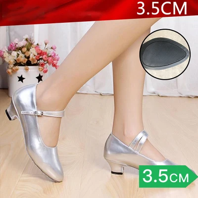 Silver3.5 Из Pu искусственного материала(Pu) серого и Для женщин Обувь на высоких каблуках вечерние костюмы для бальных танцев Сандалии-ча, сальсы и латинских Танцы обувь серебристого цвета на высоком каблуке 3,5/5,5 см - Цвет: Silver3.5