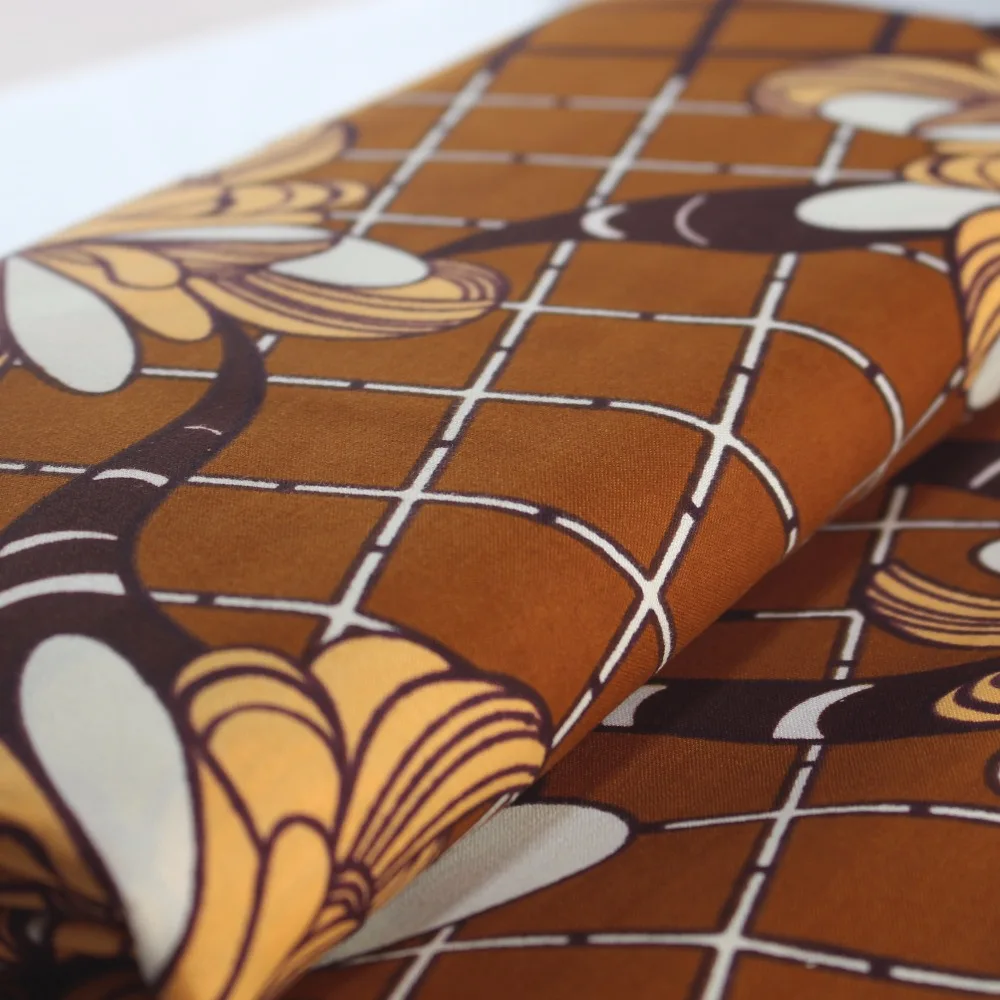 Африканский элегантный Лотос Печатный воск ткани 6 ярдов вечерние Pagne хлопок Гана DIY ткань