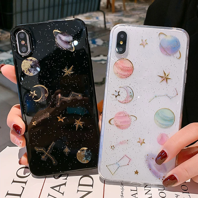 

Glitter universe planet soft case For Huawei P30 Lite P 30 Pro Moon Stars Silicon Cover For Huawei P30 Light 30Lite 30Pro Coque