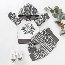 Детская одежда Детская куртка с капюшоном и буквенным принтом, брючный костюм для новорожденного мальчика, толстовка с буквенным принтом, футболка Топ+ штаны, комплект одежды