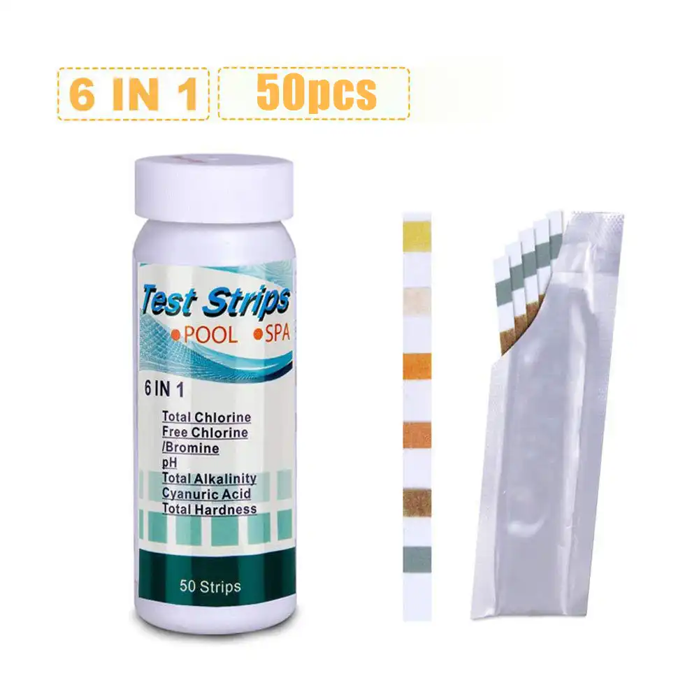 50 pcs caixa ferramentas de teste de agua piscina qualidade de agua rapida testador tiras medidor ph papel teste dureza cloro alcalinidade