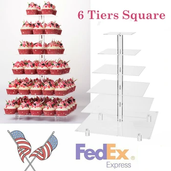 

Transparent Detachable 6 Tier Circle Cup Cake Rack Party Wedding Cake Stand Round Acrylic Cupcake Display Stand