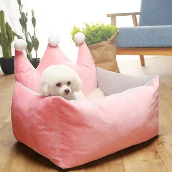 

Pet Cat Dog Bed Cute Crown Shape Suitable for Small and Medium Dogs Cat Bed Bite Detachable and Washable Warm Winter Teddy Nest
