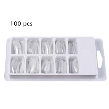 

100PCS Transparent Fake Nail False Nail Model Forms Acrylic Nail Art Extension Forms Full Cover Polygel UV Gel Manicure