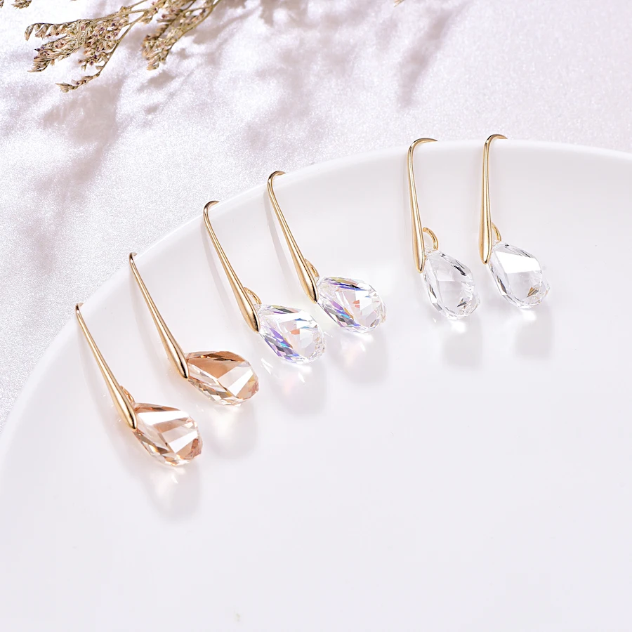 Кристалл SWAROVSKI спираль кулон Висячие серьги для женщин Мода Золотой цвет кулон свисающие серьги ювелирные изделия подарок