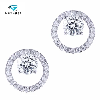 

DovEggs Sterling Solid 925 Silver Center 1.6CTW 6MM F Color Moissanite Stud Earring Push Back for Women Engagement Earrings