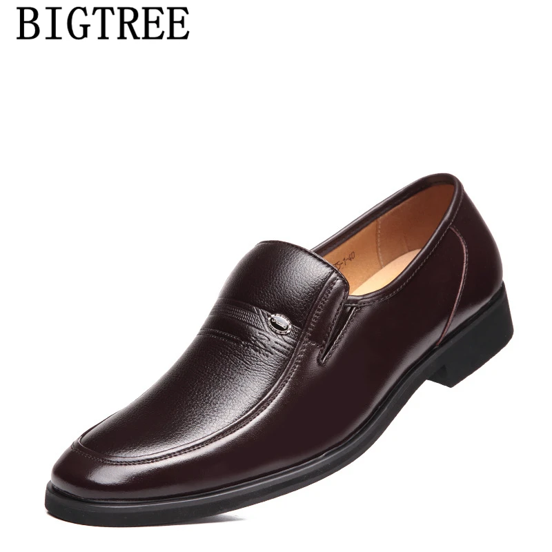 

Office Shoes Men Classic Loafers Mens Formal Shoes Genuine Leather Brown Dress Brand Men Coiffeur Shoes Sepatu Slip On Pria