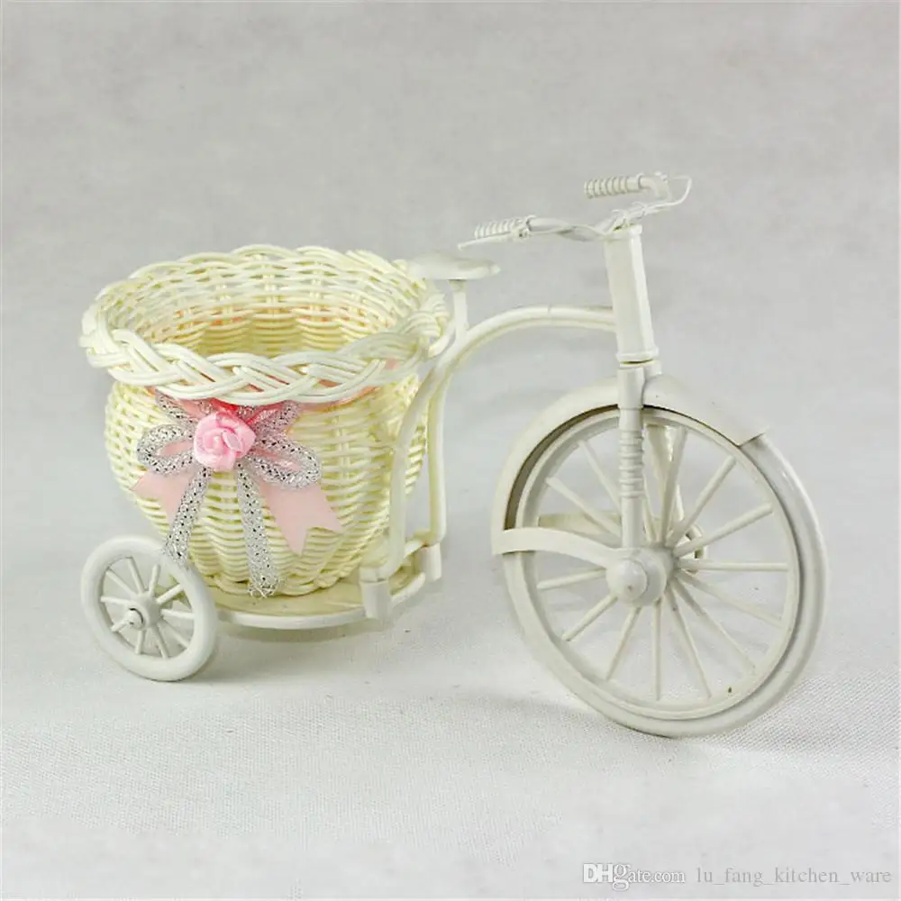 style 1 New Floral container Plastic Vases Home& Garden Europe Pastoral Cute Vases Simulation Flower Rattan Bicycle Vase Home Decor - Цвет: style 1