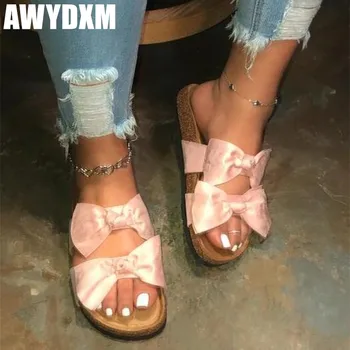 

Women slippers fashion Candy colors bow flat sandals ladies casual peep toe shoes summer outside beach slides female 2020 new