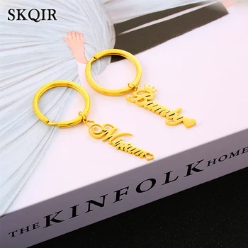 

Srainless Steel Name Keychain Customized Letter Gold Charm Pendant Key Rings Personality Men Anniversary Custom Jewelry Gift