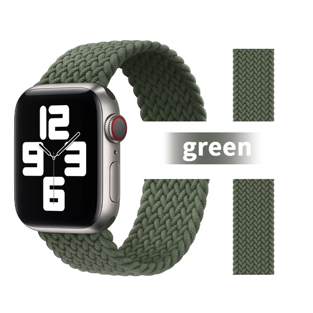 Pride Braided Solo Loop Band For Apple Watch Se Strap 44mm 40mm Elastic Wristband Bracelets 41mm 45mm Series 765432 42mm38mm 3 Olive green