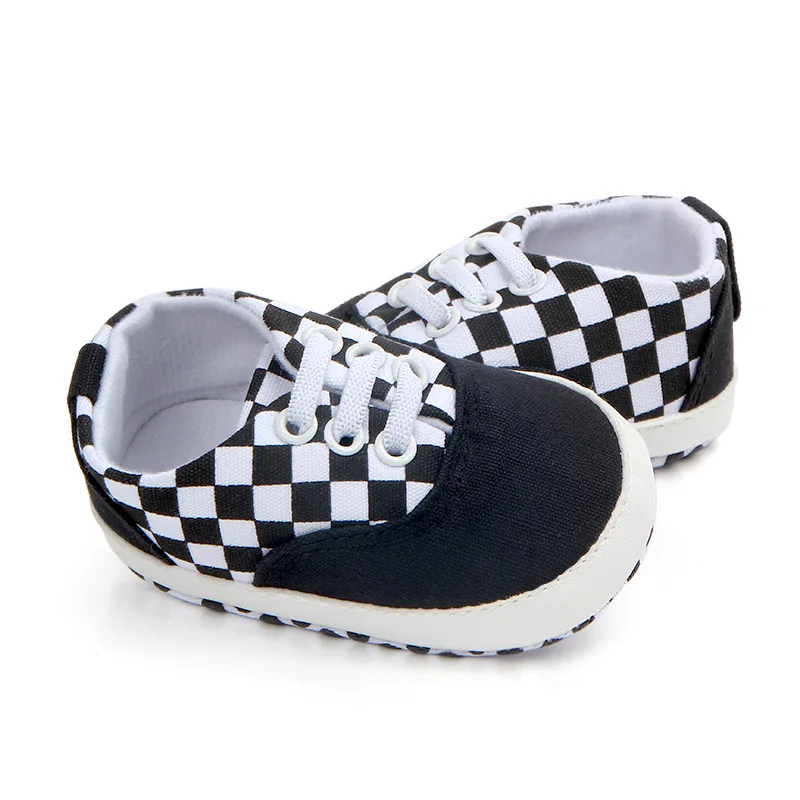 Черный клетчатый обувь для малышей унисекс обувь для малышей Весна и осень повседневная спортивная обувь новорожденных