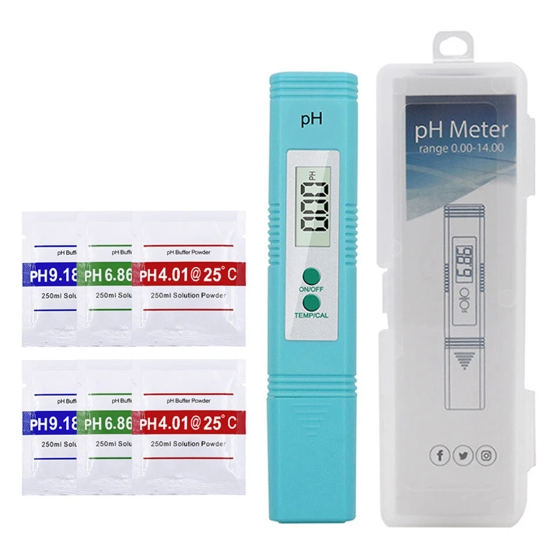 

Digital 0.0-14.0 PH Meter Water Quality Tester 0.01PH Accuracy for Aquarium Fish Tank Pool Automatic Calibration with 6 Bags Buf