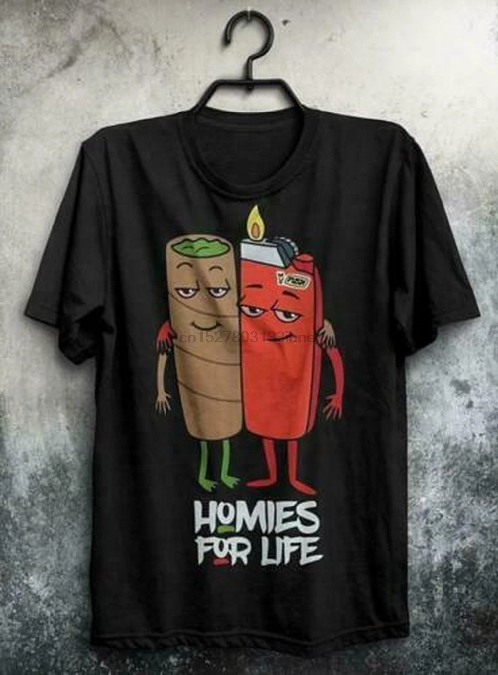 Сигарета и Зажигалка Homies For Life Мужская футболка черная хлопчатобумажная S-3Xl
