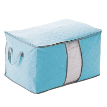 

Blue Cover Of Storage Storage Bag Box Foldable For Quilt Clothing 60X42X36cm