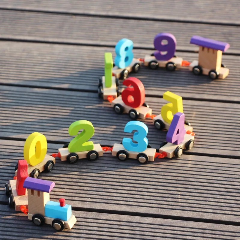 

Kids Early Childhood Educational Wooden Assembled Drag Intelligence Building Blocks Toy Car Young CHILDREN'S Wood with Numbers S